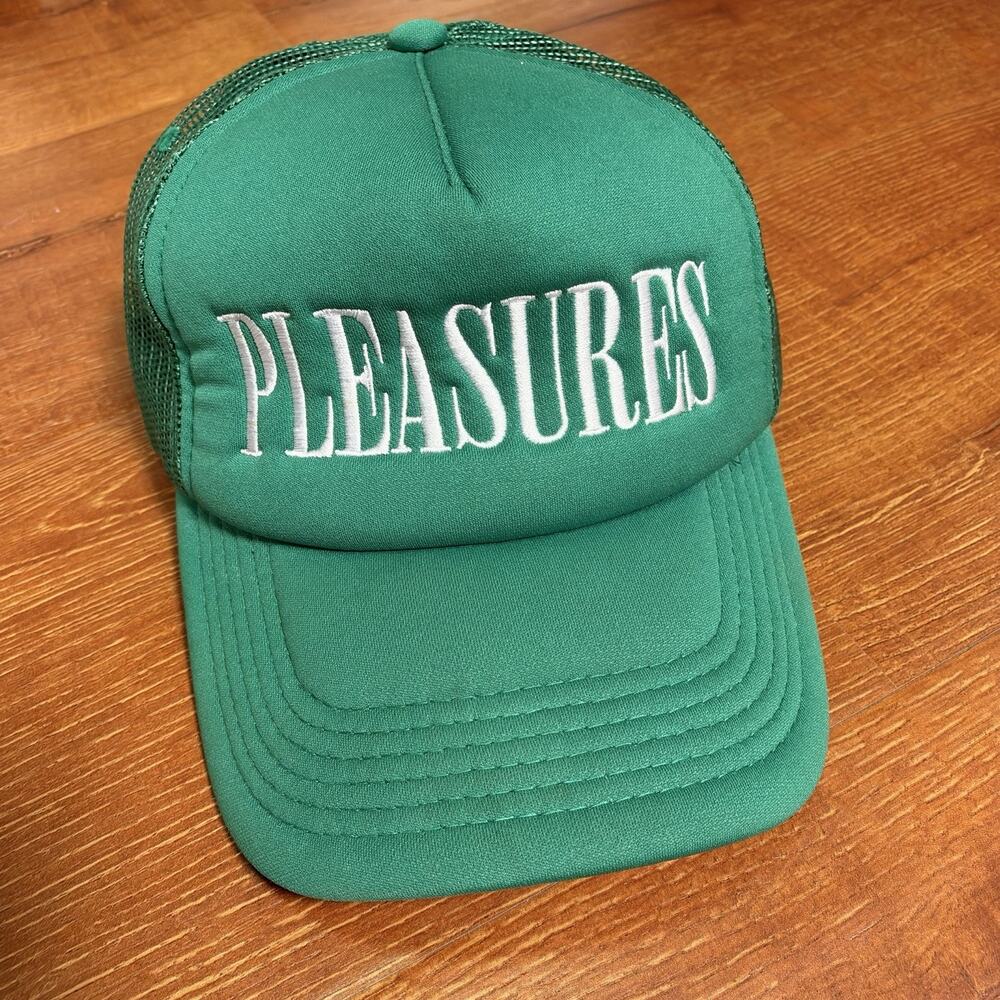 Pleasures Trucker Mesh Hat Mens OS Green Snapback Cap Streetwear Designer City